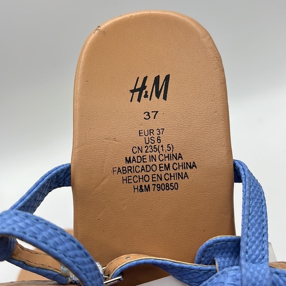 NWT H&M Sandals Thongs Shoes Blue Womens Size 6 37 - Picture 8 of 13